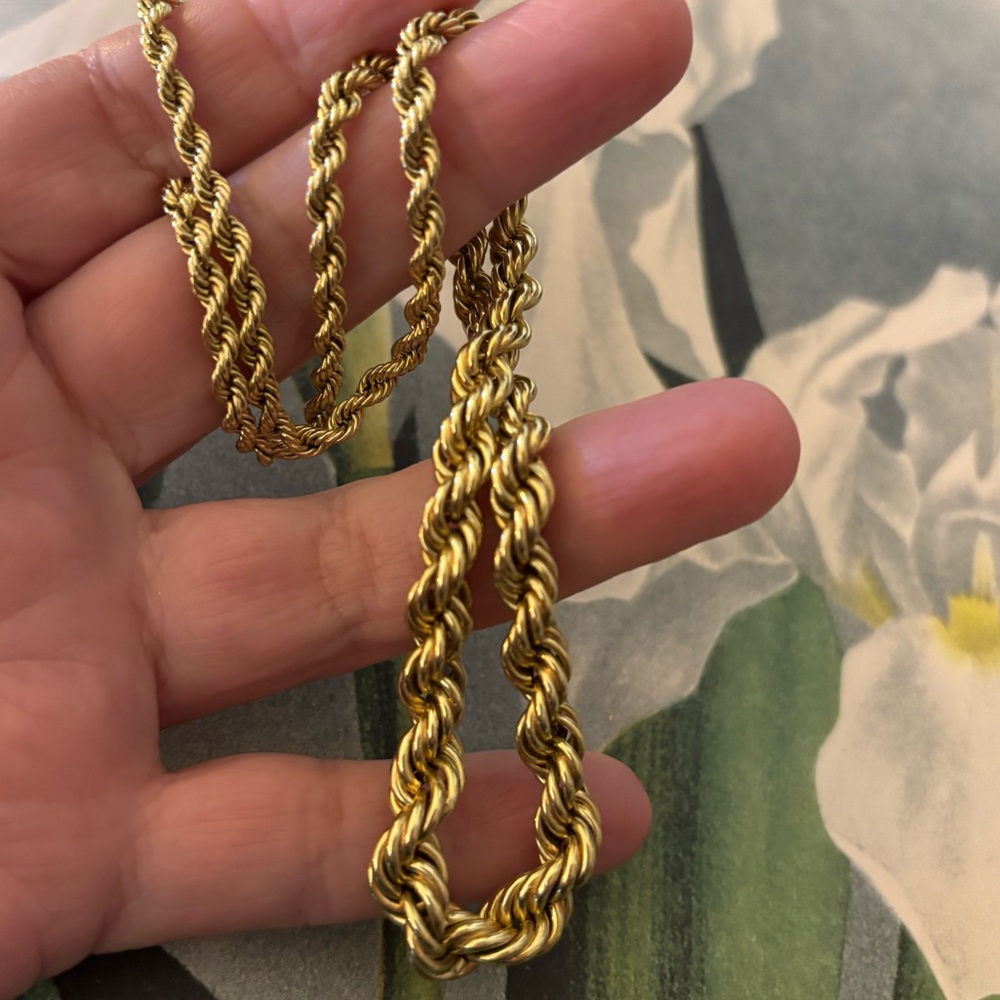14K Yellow Gold Graduated Rope Chain 18" - Vintage Mint Quality